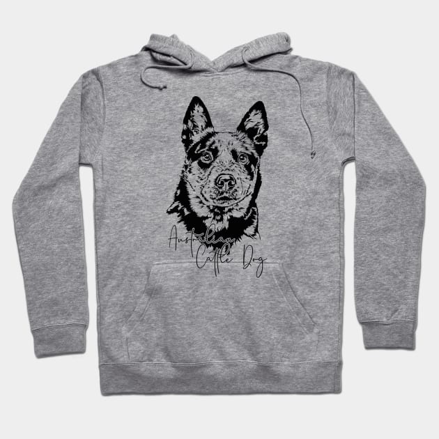 Australian Cattle Dog lover dog portrait Hoodie by wilsigns